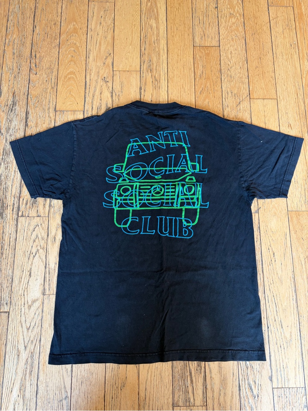 Anti Social Social Club Black T-Shirt with Neon Green and Teal G-Wagon